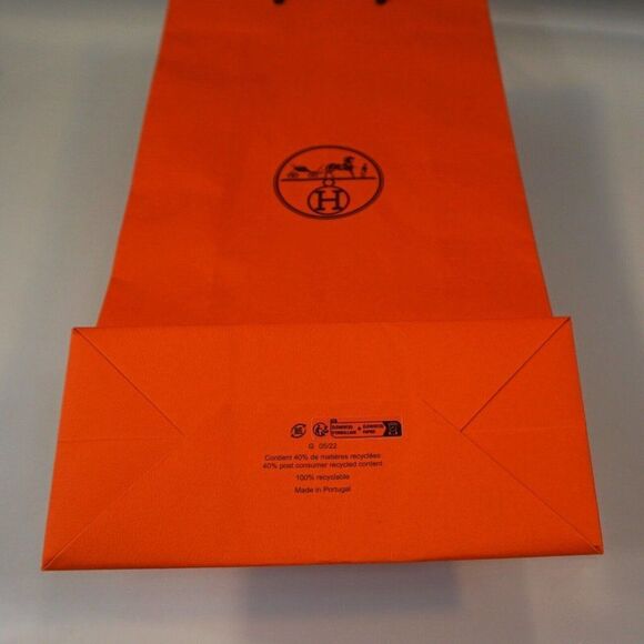 Hermes Original Shopping Gift Bag Iconic HERMÈS Slim Tall Orange 16.25" x 8" x 4 - Picture 8 of 8